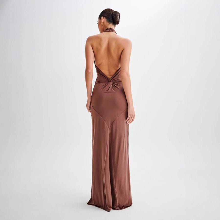 Ins Bodycon Halter Dress Sexy Backless Slim Fit Waist Slimming Maxi Dresses Prom Party Club Clothing For Women - Serenity Spaces