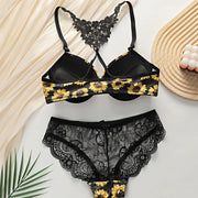 Women's Chrysanthemum Style Sexy Lingerie Set