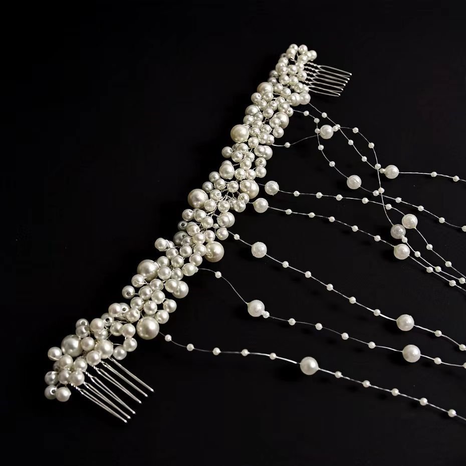 Bride New Hair Accessories Handmade Pearl Headdress - Serenity Spaces
